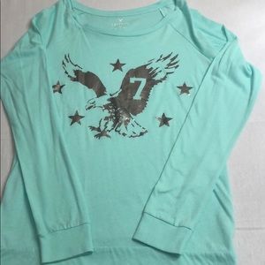 American Eagle Mint Green Long Sleeve Shirt
